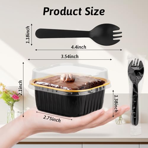 35 Pack Mini Baking Pans with Lids - 5 OZ Black Gold Cake Tins
