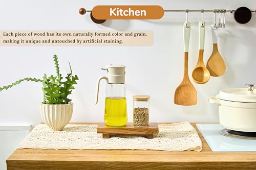 Zurklulu 8.5" x 4" Acacia Wood Riser Pedestal Stand - Small Kitchen Counter Organizer