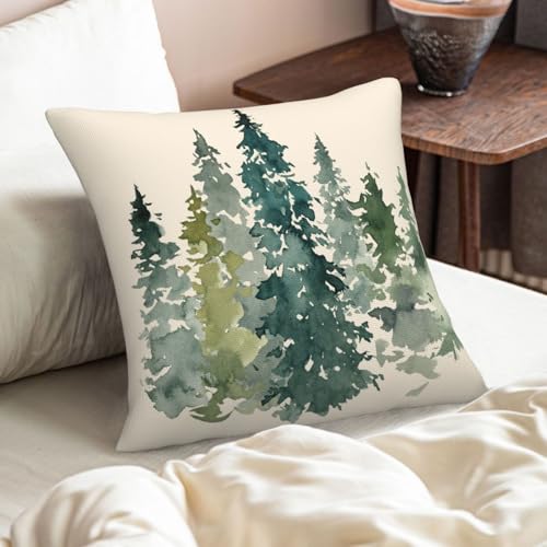 Christmas Blue Green Tree Throw Pillow Covers - Set of 2, 20x20 Inch