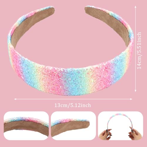 AMCAMI Glitter Headband for Girls Pink Stripes Sparkly Hair Band