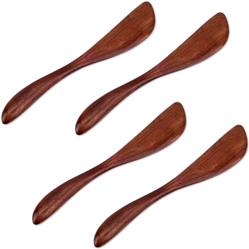 4-Pack Wooden Butter Knives - 5.9 Inch Jam Spreaders for Kitchen