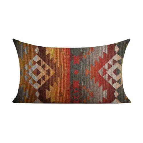 Aztec Tribal Throw Pillow Cover 12x20 Inch Orange & Grey - HODKHNO