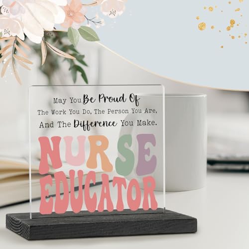 Thank You Nurse Education Gifts - Appreciation Desk Sign for Nursing Teachers - Black Wood & Acrylic, Farmhouse Style - Variation of This Listing