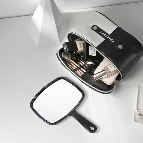 HYOUJIN Handheld Mirror 6.7x9.4 Black - Small Portable Makeup & Salon Mirror