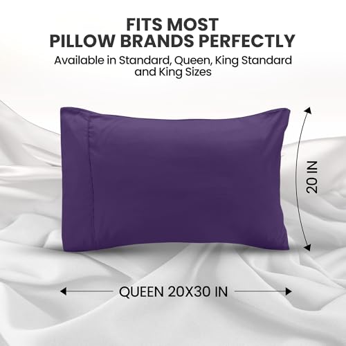 Eggplant Queen Pillow Cases Set of 4 - Ultra Soft Microfiber Covers