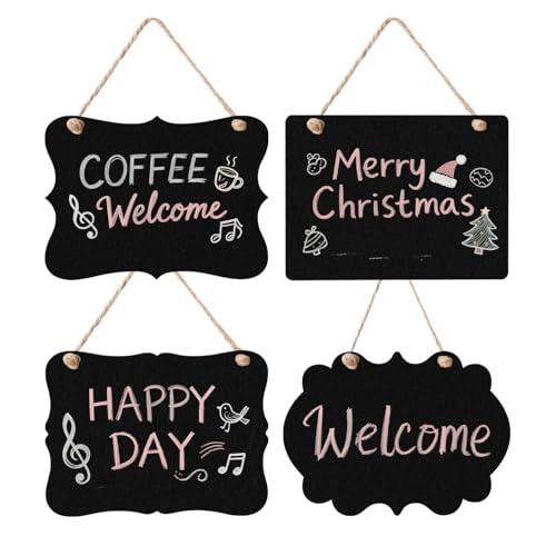 Double-Sided Wooden Chalkboard Sign - 9x6.7 Inches with String