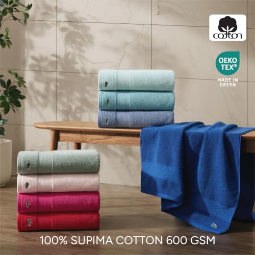 Lacoste Heritage Aloe Hand Towel 16x30 - 100% Supima Cotton, Elegant Bathroom Accessory