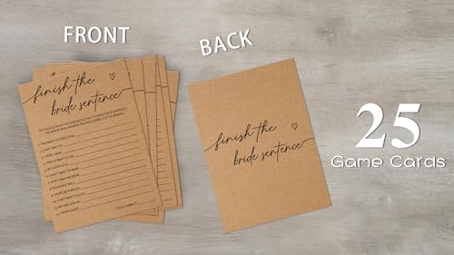Kraft Bridal Shower Game - Finish The Bride Sentence Cards for 30 Guests