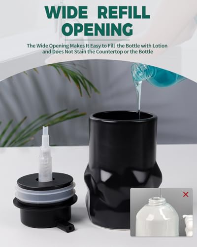 BosilunLife Black Liquid Sculpt Foam Soap Dispenser - Ceramic Hand Soap Dispenser for Kitchen & Bathroom