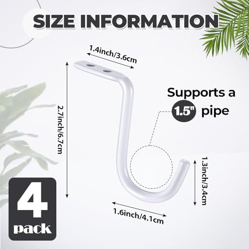 Gisafai 4-Piece Heavy Duty Closet Rod Center Support Brackets, 1.5 Inch, White