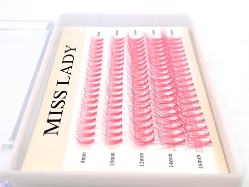 MISSLADY Pink Faux Mink Lash Clusters - 20D C Curl DIY Individual Eyelashes