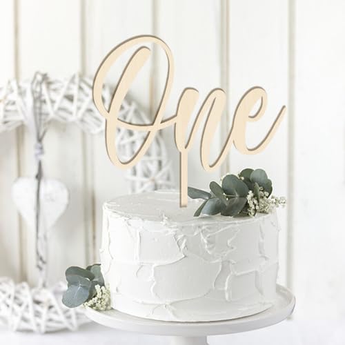 Palasasa First Birthday Cake Topper - Wooden 1st Birthday Party Decor