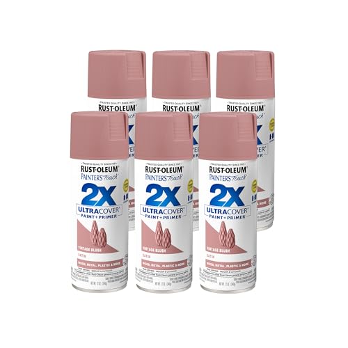 Rust-Oleum Painter's Touch 2X Ultra Cover Spray Paint, Satin Vintage Blush, 6-Pack