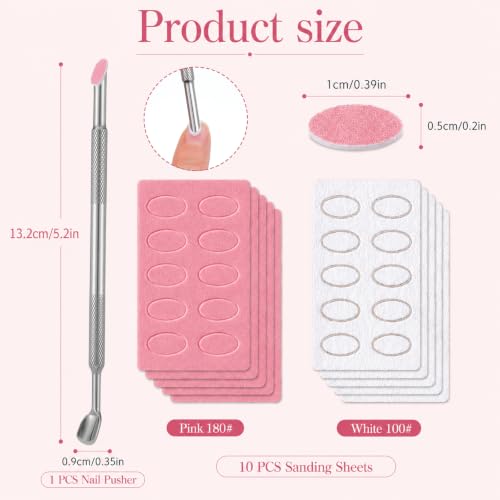 Dual-Ended Cuticle Pusher and 180 Grit Sandpaper Sheets Manicure Kit