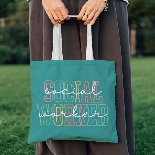 Social Worker Canvas Tote Bag - Reusable Grocery & Everyday Carry Green