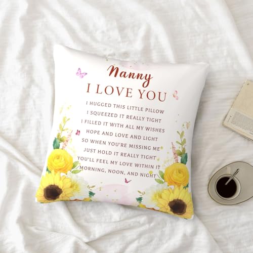 Best Nanny Ever Throw Pillow Cover, 18x18 Inch Decorative Gift for Grandma