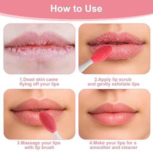 Silicone Lip Scrub Brush 10 Pcs 3-in-1 Exfoliator & Mask Applicator