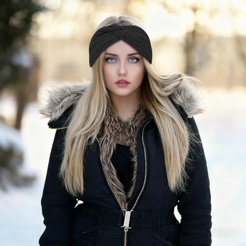 TIOSRU 4-Pack Knit Ear Warmer Headbands for Women Winter Cold Weather