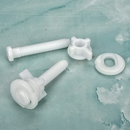 Sankoly 2 Pack Plastic Toilet Seat Hinge Bolts with Nuts & Washers - Easy Replacement