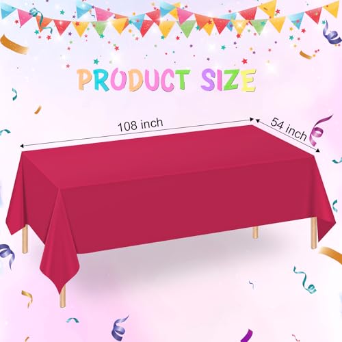 Bright Red Disposable Tablecloths - 2 Pack, 54" x 108" for Events