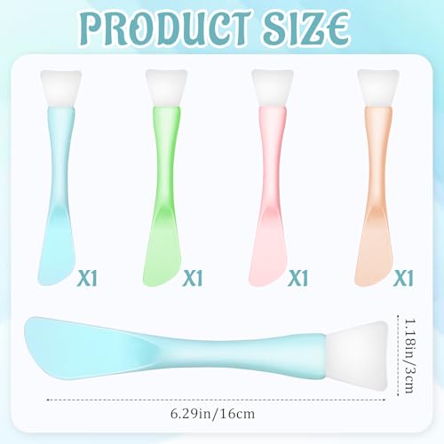 Gtziqa 4 Pcs Silicone Face Mask Brush Double-Head Applicator Spatula