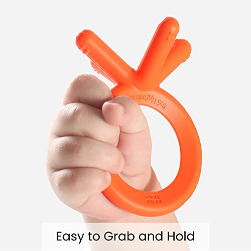 Comotomo Silicone Baby Teether - Ergonomic Finger-Shaped Design, Orange