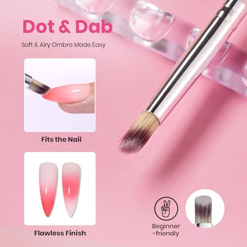Beetles Blooming Gel and Nail Art Brushes Set with Silicone Dotting Tool