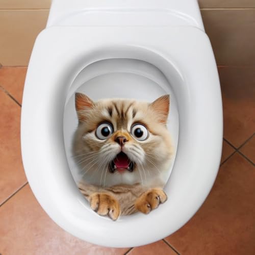 3D Kitten Toilet Lid Sticker - Waterproof Removable Bathroom Decal