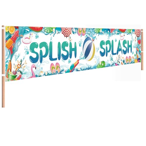 Large Summer Pool Party Banner - 118 x 20 Inch Outdoor Decoration