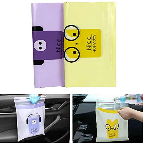 AOBIS Purple & Yellow Portable Car Trash Bag - 30PCS Leak-Proof & Eco-Friendly