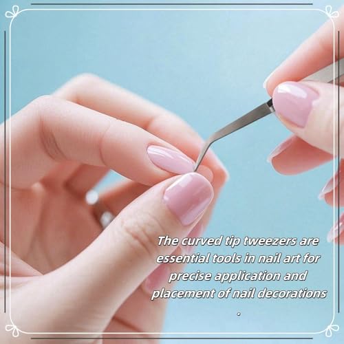 TIKIYOUN Reverse Craft Tweezers Set - 2 Pcs Stainless Steel Cross Lock Tweezers with Pointed and Curved Tips for Jewelry, Nails, and Eyelash Extensions
