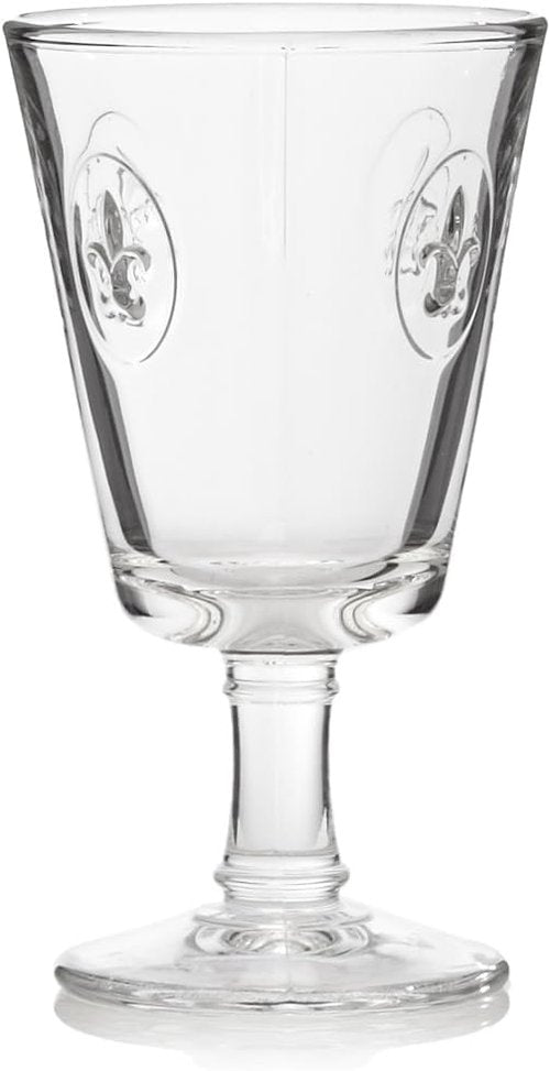 La Rochere Fleur De Lys Wine Glasses Set of 6 – Classic Stemmed Wine Glasses with Embossed Royal Lily Motif – Pressed French Glassware for Red, White Wine & Entertaining
