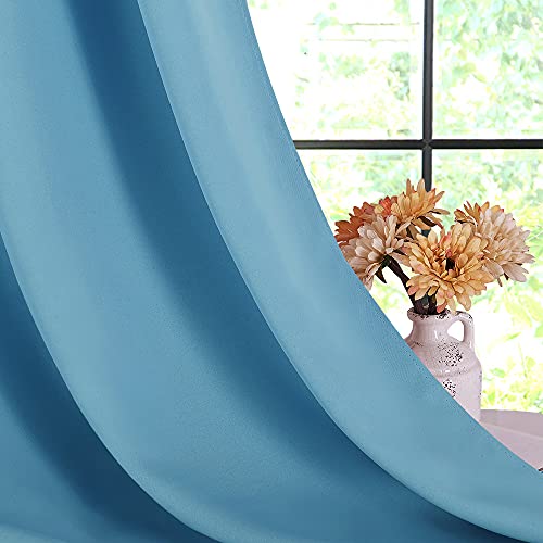 NICETOWN Teal Blue Blackout Curtains, 42x40 Inch Grommet Panels (Set of 2)