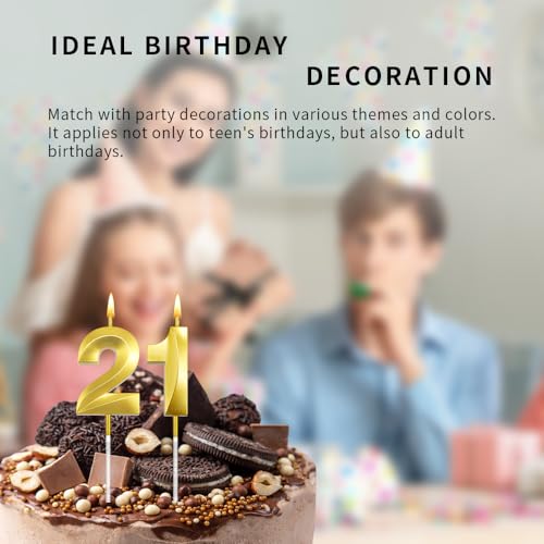 Silver Number 21 Birthday Candles - 2 Pack for Cake Decoration