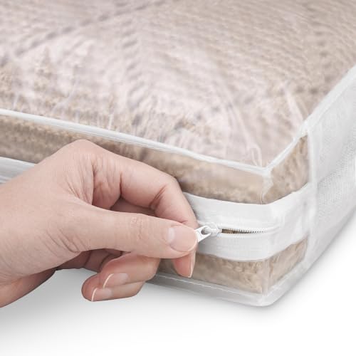 Whitmor Zippered Sweater Bag Set - Stackable Clear Storage Bags for Clothes