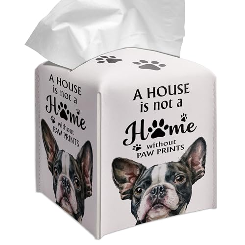 French Bulldog Tissue Box Cover - Square PU Leather Holder