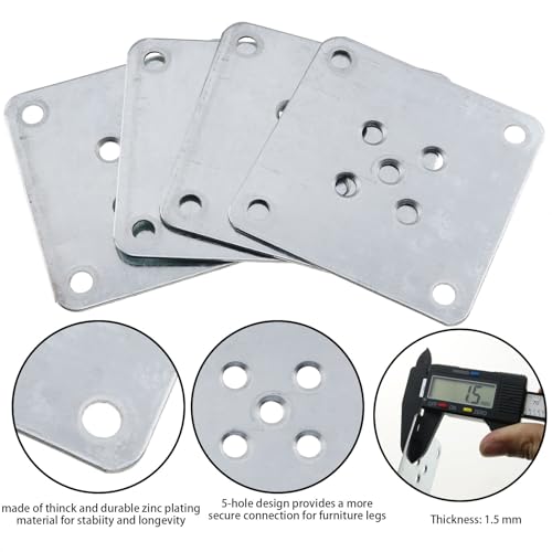 Sunnates 4-Pack Furniture Leg Mounting Plates for Sofa & Chair Repair
