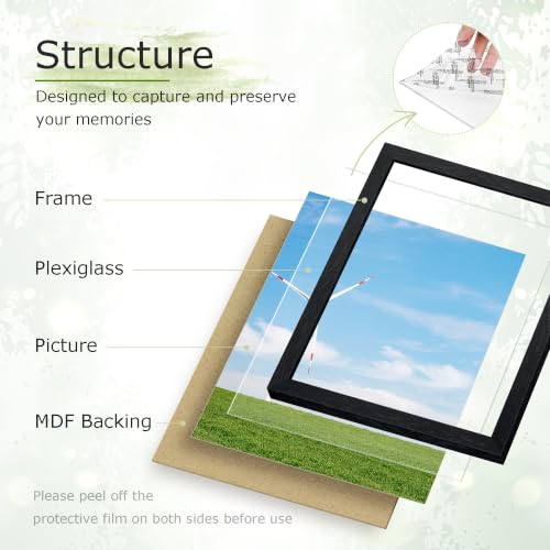 Fisnish Black Woodgrain 8x10 Picture Frame Set of 3 - Wall & Tabletop Display