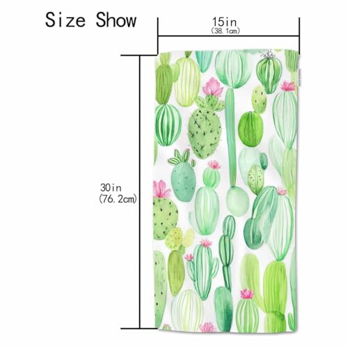 HGOD DESIGNS Towel-99 Watercolor Cactus Hand Towels 15x30in Green Pattern for Bathroom & Kitchen