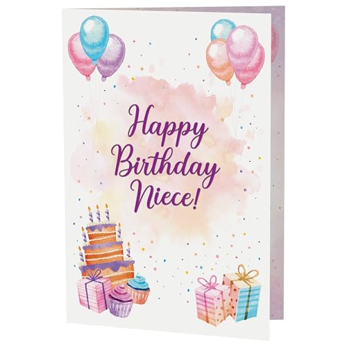 Premium A5 Birthday Card for Niece with Watercolour Design