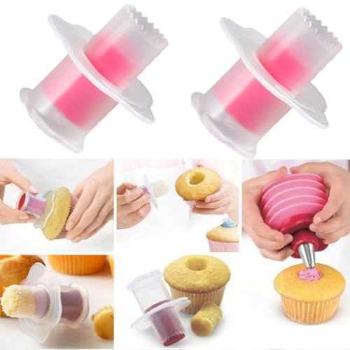 2-Pack Pink Cupcake Corer Plunger Cutter Tool for Filling