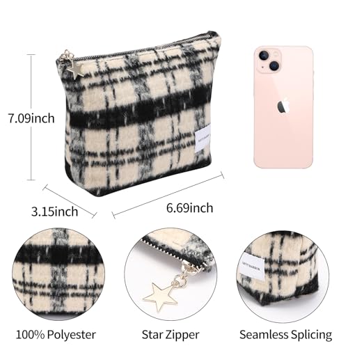 Savvy Harbor Checkered Makeup Bag & Travel Toiletry Pouch