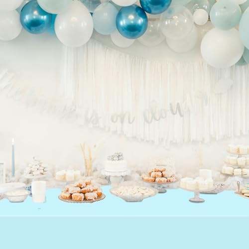 Light Blue Disposable Tablecloth 54x108 for 6-8 ft Tables - 2 Pack