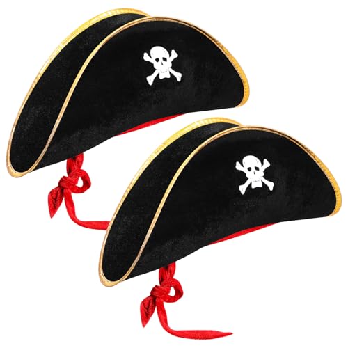 Hsei Pirate Hat for Adults - Captain Cap with Skull Print
