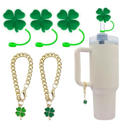 Clover Straw Cover Caps for Stanley 8MM Straws - 3 Pack with Chains