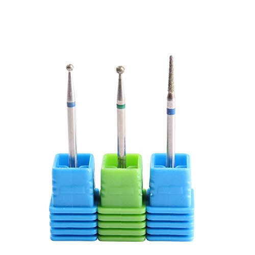 3PCS Diamond Cuticle Nail Drill Bits Rotary Burrs Set