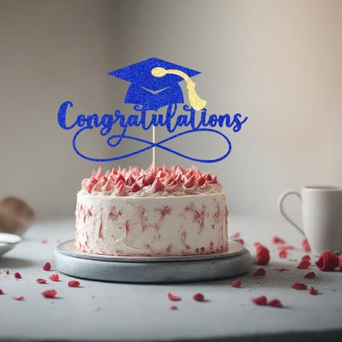 Congratulations Cake Topper for 2026 Graduation - Dark Blue & Gold