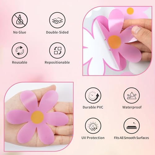 108 Pcs Daisy Window Clings - Double-Sided Flower Stickers for Home Decor