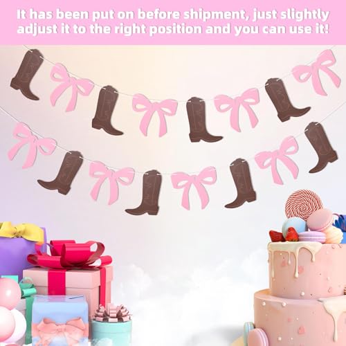 Lyreh Boots or Bows Gender Reveal Banners, 2 Pack Western Cowboy Party Decor