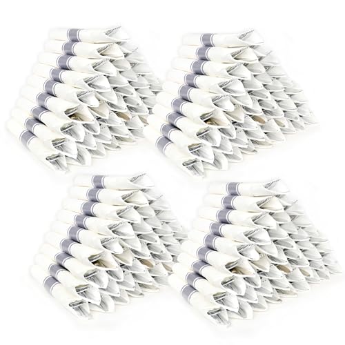 White and Silver Disposable Cutlery & Napkin Set for 200 Guests